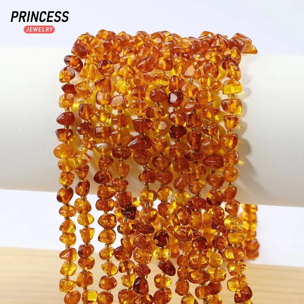 A+ Natural Baltic Sea Golden Amber Beads 6mm Loose Gem Stone Beads for Jewelry Making Bracelet DIY