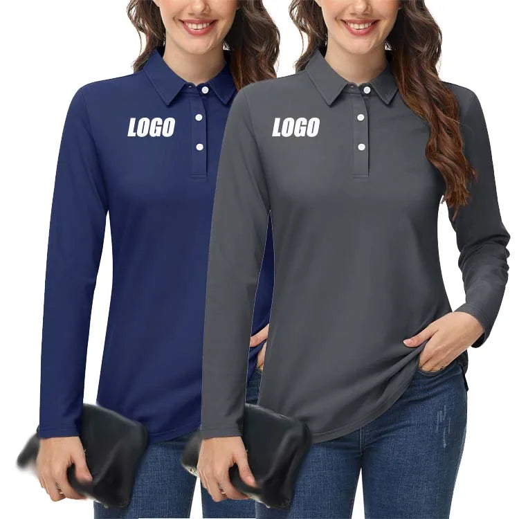 Wholesale Long Sleeve Polo for Women Polo t Shirt Custom logo Women Woman Polo Shirt