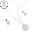 White Beads & 18K Gold Plated Zircon Stone Jewelry Stainless Steel for Wedding Party Engagement Anniversary-Women/Girl Gift Sets