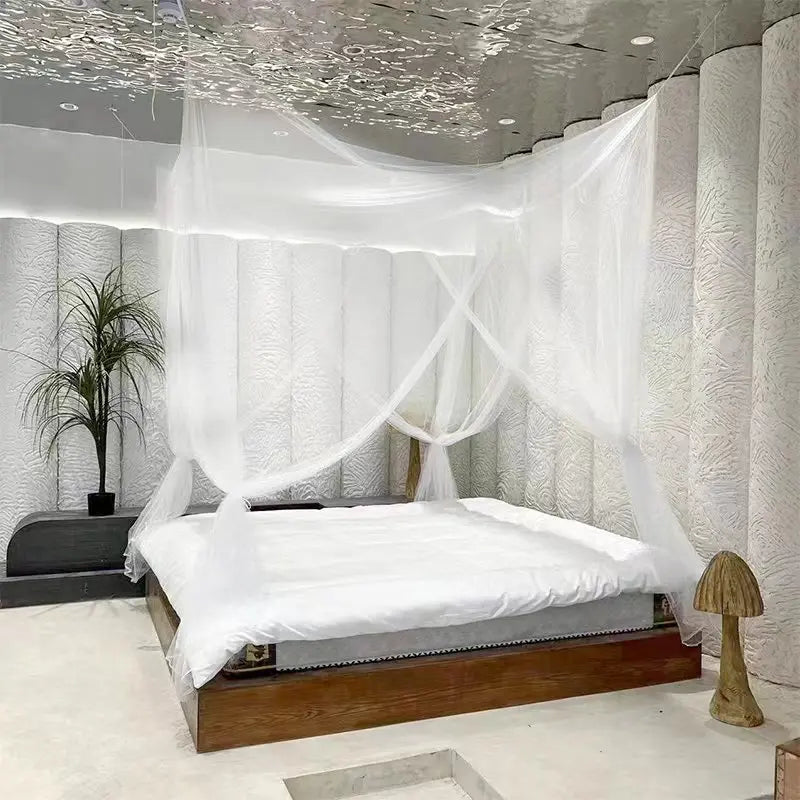 Customized Large Luxury Rectangular Folding Netting Square Hanging 4 Door Mosquito Net Bed Canopy for Bedroom Decorations