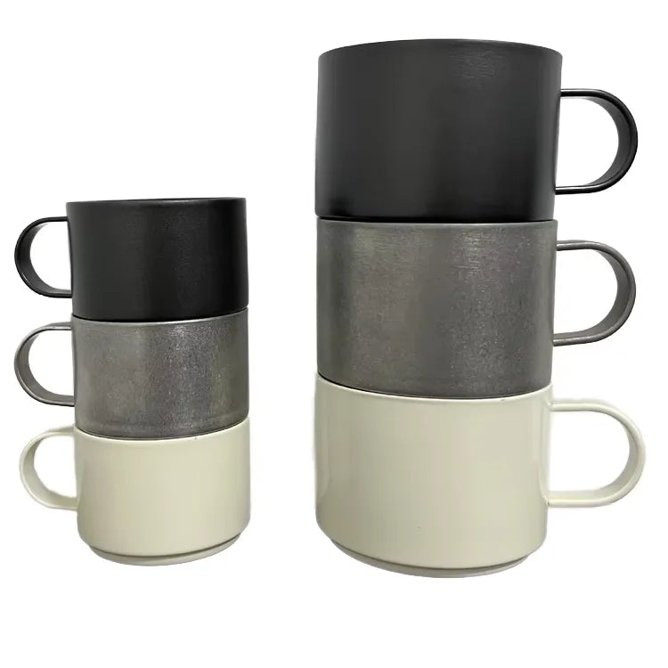 Customized Logo 100ml 240ml Stainless Steel Coffee Mug Spray Painted Double Wall Mini Set Heatproof Coffee Tea Cup with Handle