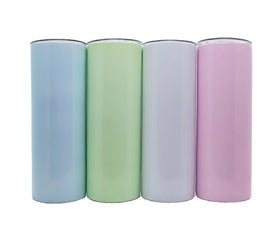 RubySub Stainless Steel 20oz Sublimation Skinny Straight Tumbler Glow in Dark Tumblers with Straws