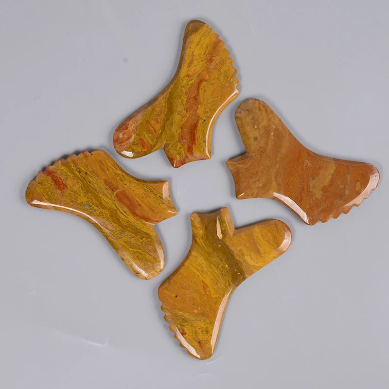 DIY Wholesale Jade Gausha Tools Face Massage Jade Butterfly Gua Sha Mookaite Stone Guasha Board