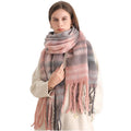 Winter Geometric Cotton Scarf Women Soft Thick Warm Shawl Long Oversized Korean Style Wrap Fashion Casual Cozy Quick Dry Daily