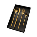 Hot Selling 304 Stainless Steel Cutlery Gold Flatware Mirror Knife Fork Spoon Silverware 4 Piece Set for Wedding