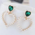 European and American Fashion Metal Sweet Pearl love Heart Drop Earrings with Personality Jewelry