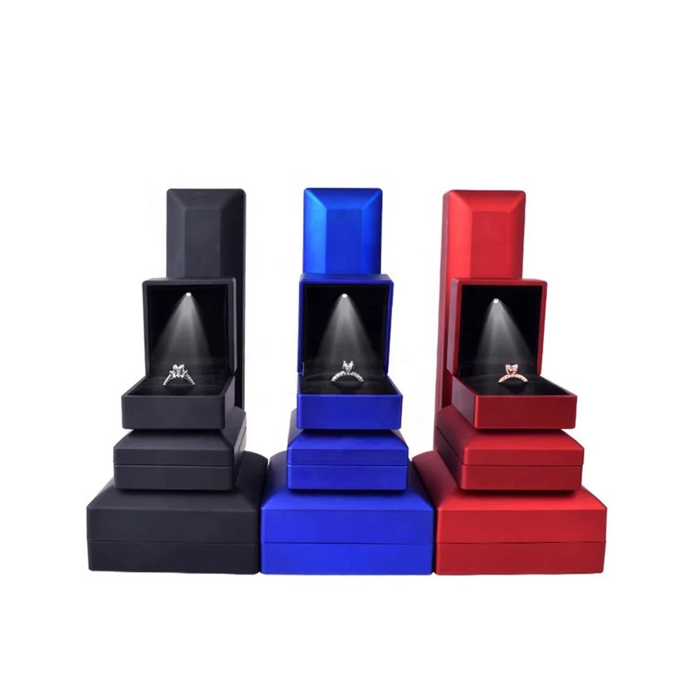 Classic Design LED Lighted Earring Pendant Ring Packaging Luxury Quality Jewelry Gift Packing Cases