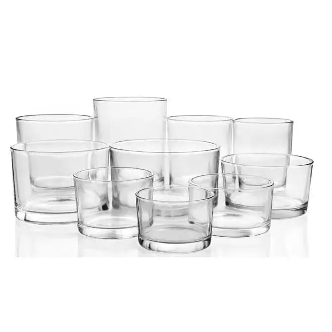 Wholesale in Stock Transparent Cylinder Shape Glass Candle Jars 3 Wick 36ml Plastic Cap Empty Scented Candle Holders