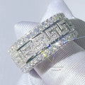Guangzhou Shining Jewelry Iced Out Men Fashion Style Solid 10K White Gold Greek Key Ring With Moissanite
