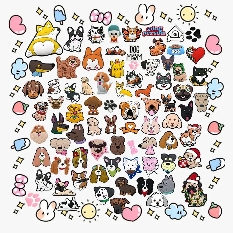 Customized Wholesale Chihuahua Cute 2D French Bulldog Clog Sandal Accessory Puppy Paw Shoe Decoration Dog Keeper Shoe Charms