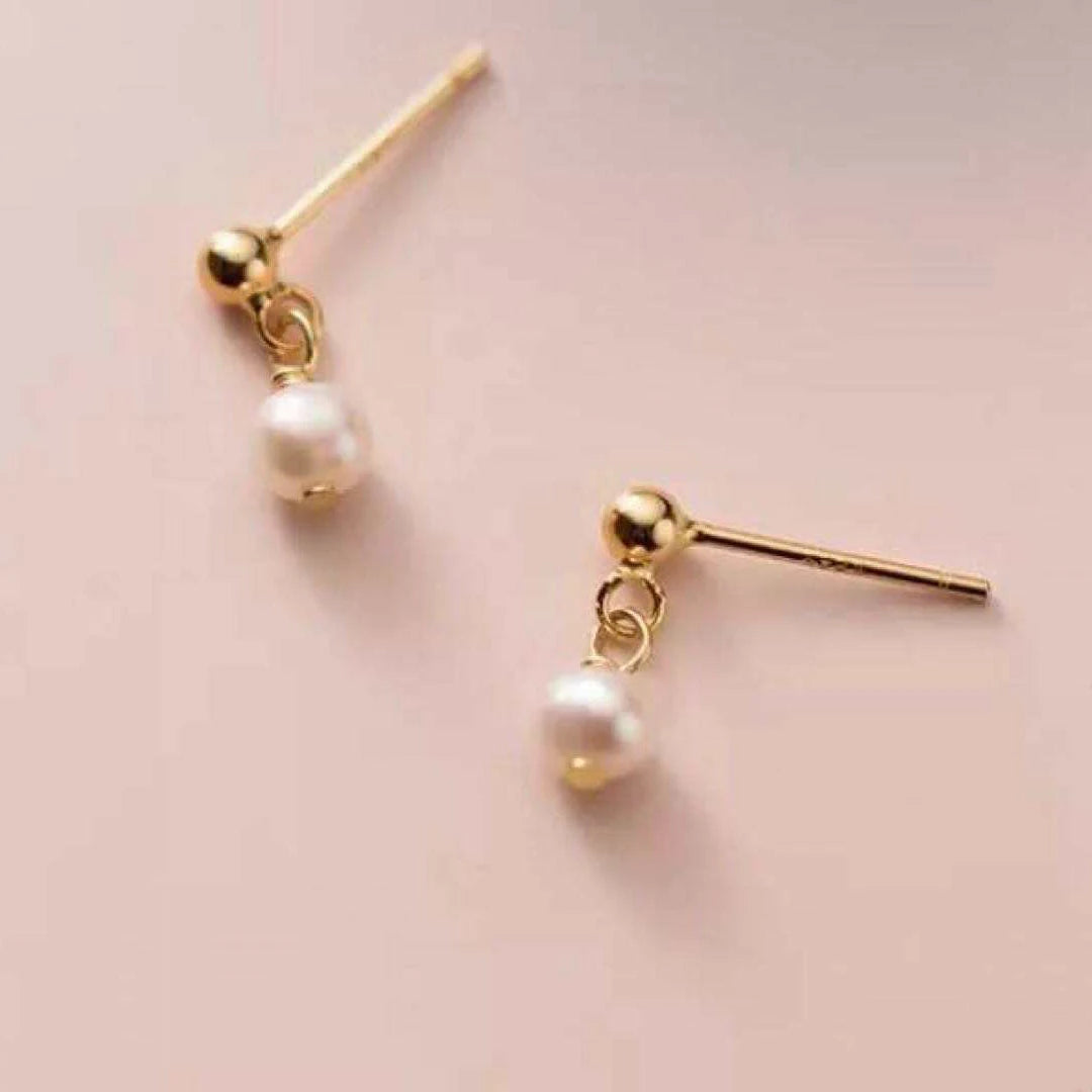 925 Sterling Silver Freshwater Pearl Earring 6 mm round Natural Pearl Latest Design for Wedding Engagement or Party