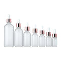 Wholesale 15ml 20ml 30ml 100ml Rose Gold Clear Frosted Glass Dropper Bottles for Skin Care Serum Cheap Cosmetic Essential Oil