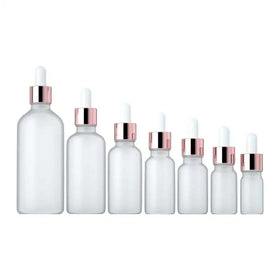 Wholesale 15ml 20ml 30ml 100ml Rose Gold Clear Frosted Glass Dropper Bottles for Skin Care Serum Cheap Cosmetic Essential Oil