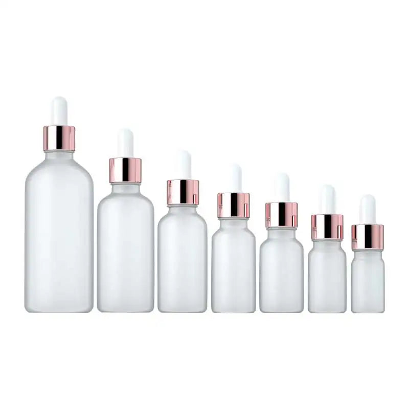 Wholesale 15ml 20ml 30ml 100ml Rose Gold Clear Frosted Glass Dropper Bottles for Skin Care Serum Cheap Cosmetic Essential Oil