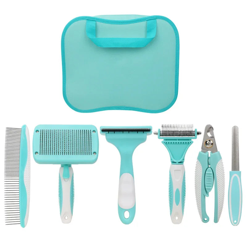 Pet Comb Set Hair Grooming Cleaning Tools Cat Comb Nail Clippers Dogs Cats Hair Removal Brushes