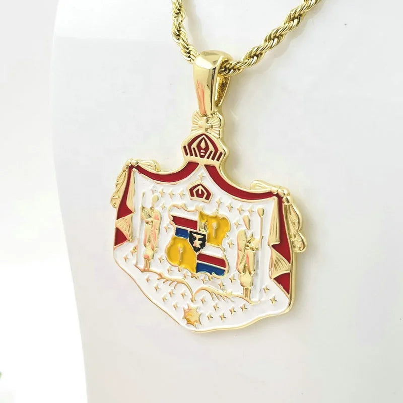 JX265 Hawaiian Coat of Arms Big Pendant Necklace Customize Personalized Name Enamel Chain Samoa Jewelry Wholesale Women Men Boy MegaBDM