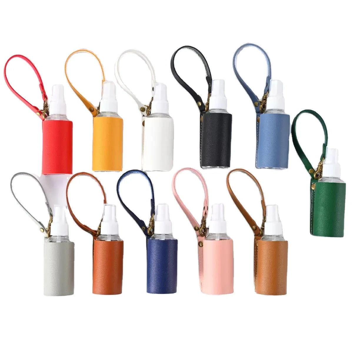 Portable Sprayer PU Leather Bottle Holder Keychain Leather Holder with 60ml Empty Spray Bottle