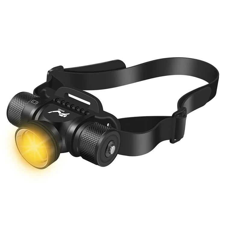 Boruit Professional High Power Waterproof Diving Headlamp Yellow Led Dive Head Torch Headlight for Diving