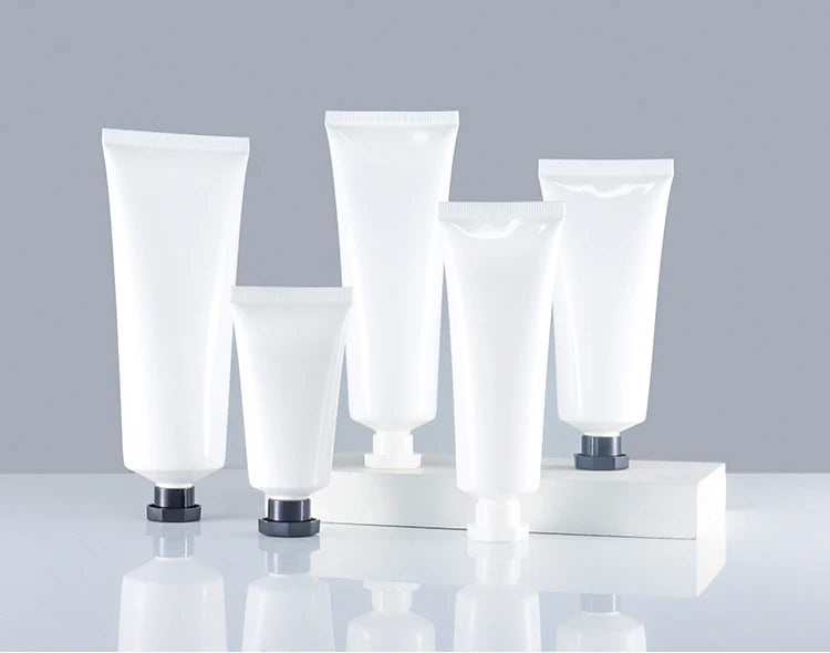 Customized 50ml & 100ml White Soft Plastic Tubes for Hand Face Cream Empty Squeeze Containers Custom LOGO Printing for Skin Care