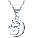 Star Moon Carved LOVE S925 Sterling Silver Pendant Necklaces for Women Fashion Jewelry Luxury Design