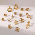 New PVD Gold Surgical Steel Stainless Animal Shape Earrings Set Butterfly Starfish Shell Sun Flower Hypoallergenic Stud Earrings