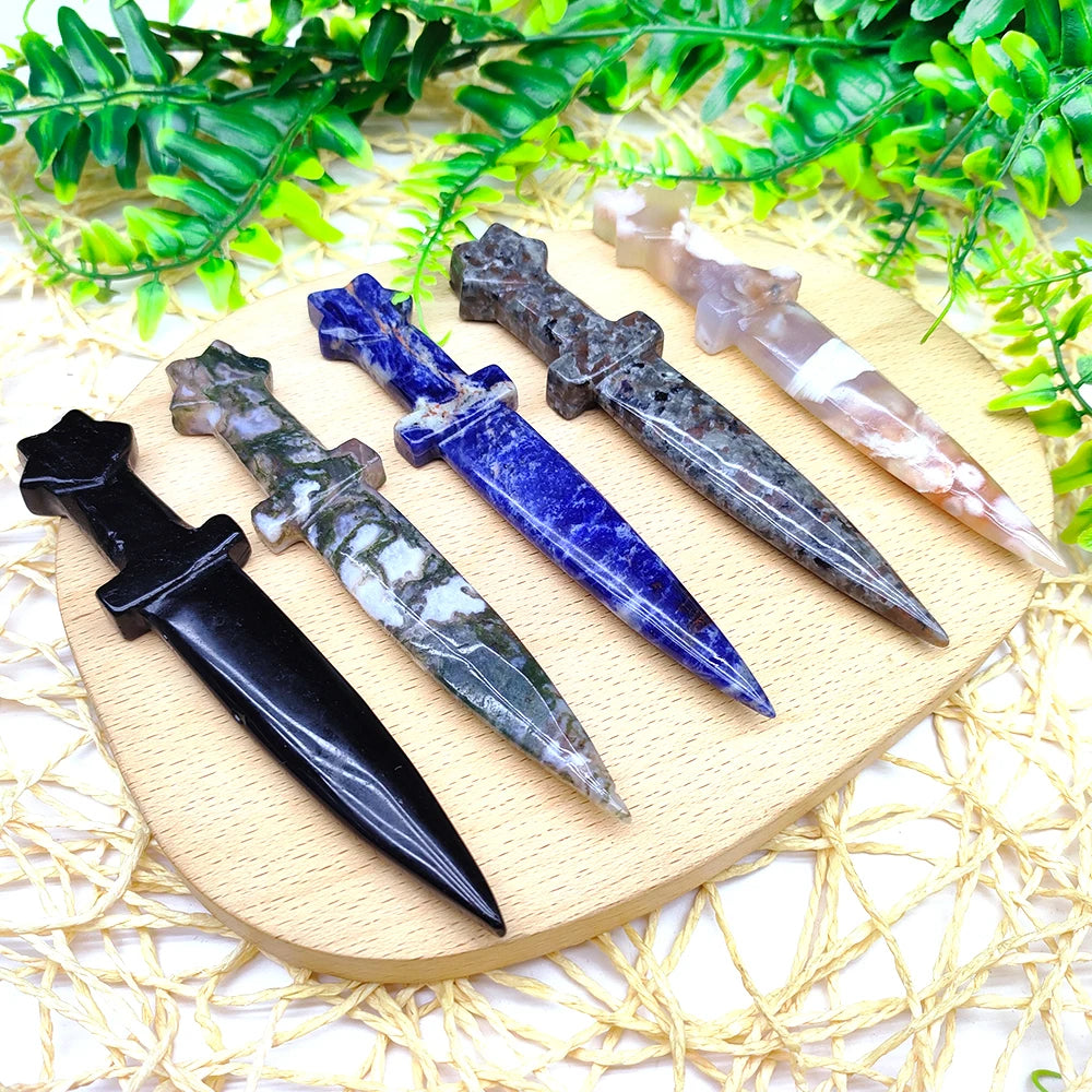 Natural Mini Crystal Carving Stone Wholesale Polished Quartz Healing Gemstone Carving Crystal Sword Carving