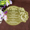 New Product Creative Gold Mirror Acrylic Menu Card with Floral Designs