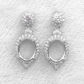 Sterling Silver 7*9mm Semi Mount Stud Eardrops Empty Support Blank Claws Setting S925 Base Without Center Stone for DIY Inlay