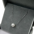18 Inch 925 Sterling Silver Adjustable Box Chain Pearl Floating Pendant Necklace9-10 mm Nature Freshwater Perfect Round Pearl