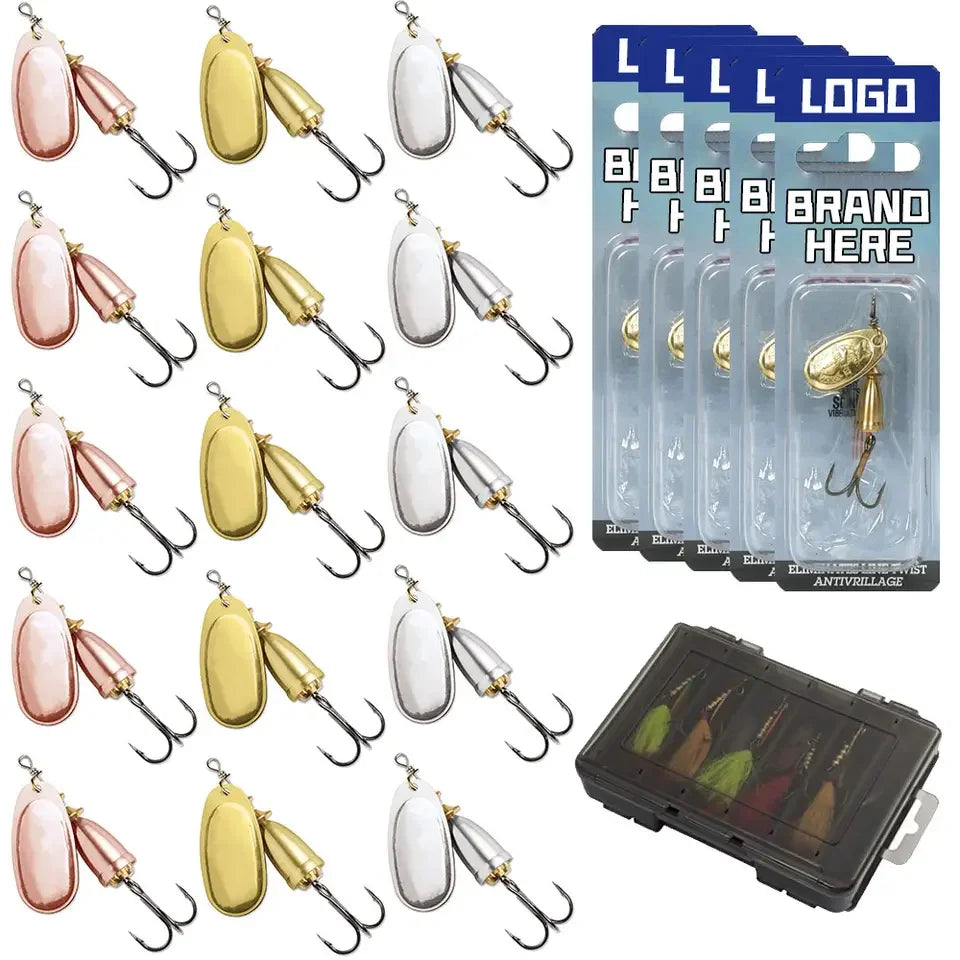 Custom Blades Bell Shape Metal Spoon Spinner Bait Fishing Spinner Lures With Treble Hooks