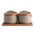 Japanese Pottery Spice Jars Set Salt Seasoning Can Ceramic Sugar Pepper Porcelain Box Bamboo Cover Kitchen Storage Containers