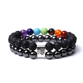 7 Chakra Tree of Life Double Layer Beads Vintage Style Buddhism Bracelet for Gift Wedding Party Anniversary Engagement