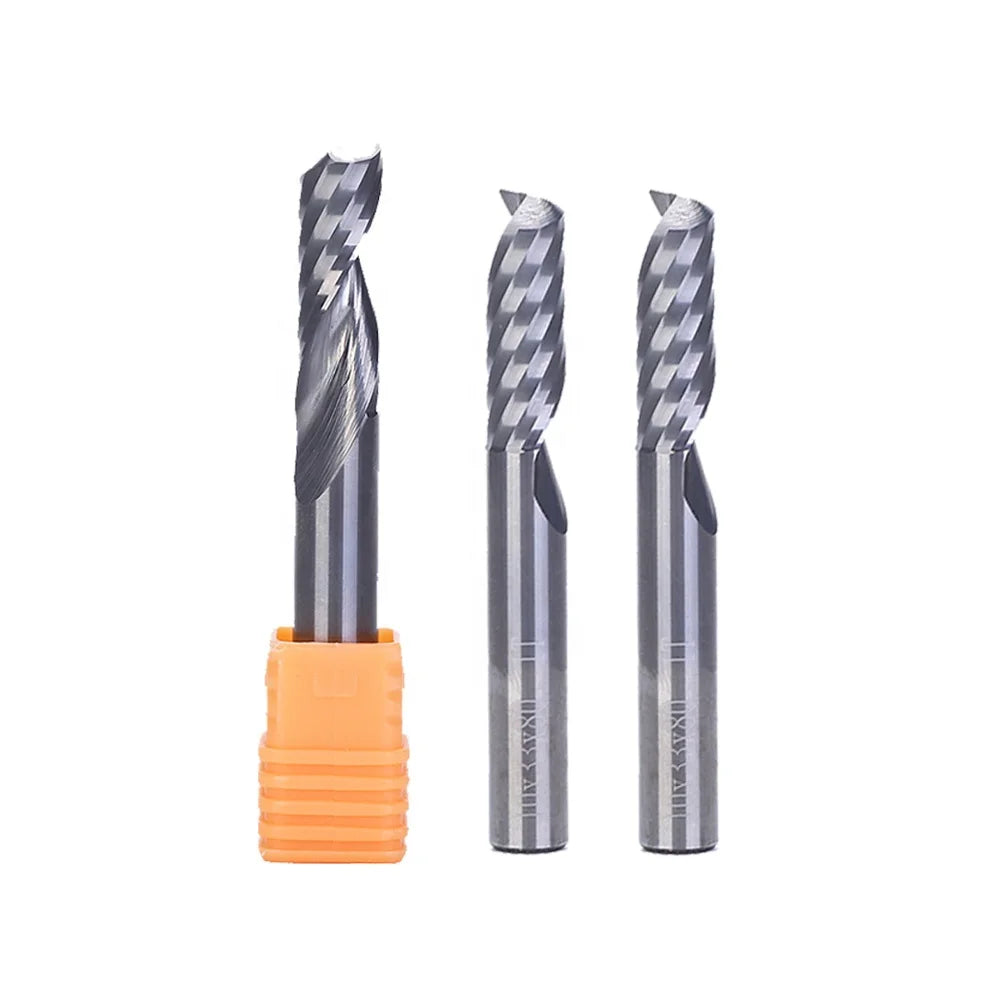 Carbide Milling Cutter CNC Cutting Tool Single Flute Down Cut for Woodworking/ Acrylic/ ACP with Nano Blue Coating