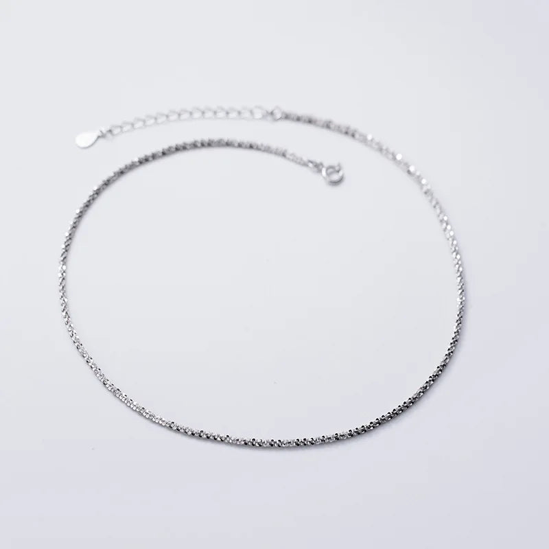 100% 925 Solid Sterling Silver Jewelry Short Chain Necklaces Fine Jewelry Gifts