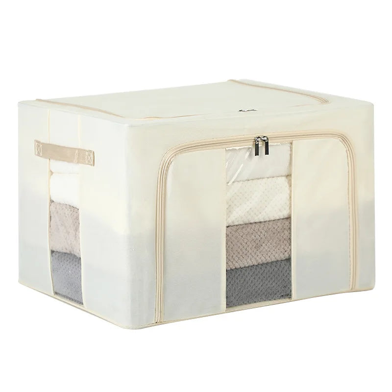 Home Oxford Fabric Steel Frame Clothes Storage Box Foldable Packing Moving Quilt Pant Jake Wardrobe Winter Clothes Organizer Bag