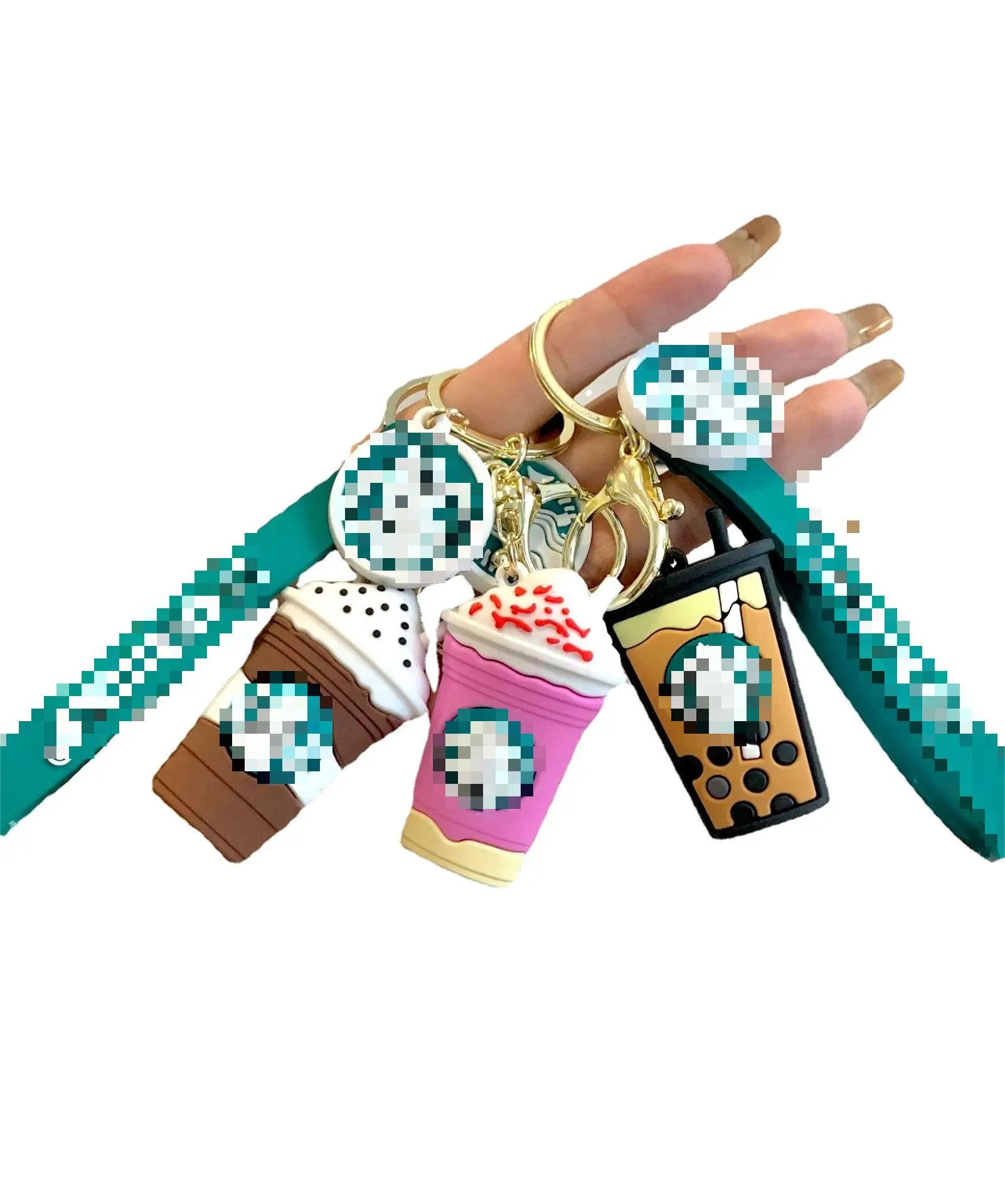 Promotional Gifts Wholesale 3D Cartoon Buck's Cup Boba Keychain Luxury Cute Designer Coffee Rubber Keychain Accessories for Bag