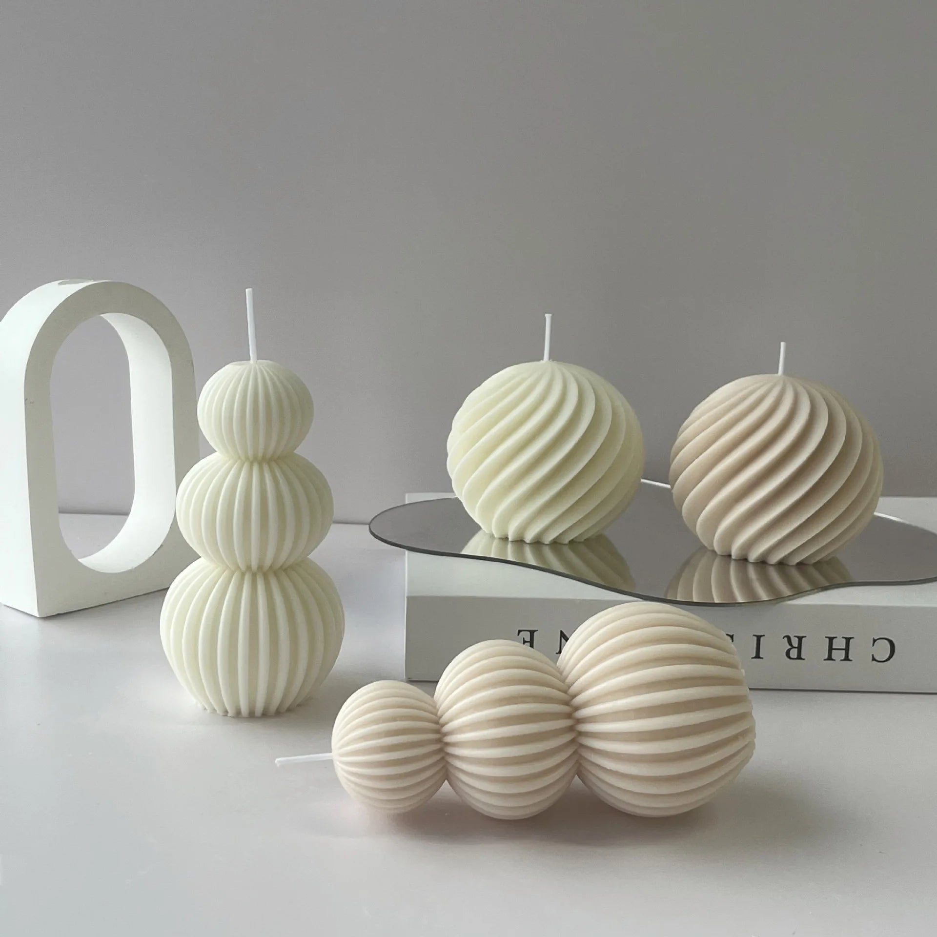 Nordic Simple Wave Spherical Art Aromatherapy Silicone Candle Mould Luxury Home Decoration Wave Scented Silicone Mold for Candle