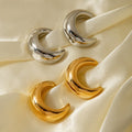 New Design Dainty High Polished 18 K Gold Plated Stainless Steel Charm Moon C Shape Dangle Stud Earrings