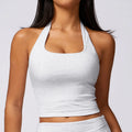 Custom Logo Summer Ladies Vest Solid  Crop Fitted Gym Yoga Fitness Wear Tee Sleeveless Crop Tank Top for Women