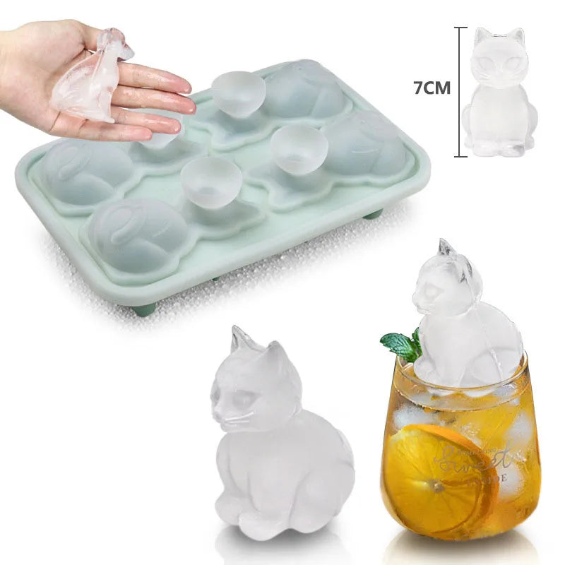 OEM ODM New Silicone Ice Tray Animal Shape Food Grade Ice Mould Customized DIY Creative Kitten Ice Tray