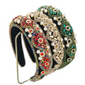 Wholesale Woman Hair Accessories Diamond Pearl Headbands Vintage Sponge Hair Hoop Wedding Baroque Women Crystal Hairband