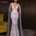 YouLaPan VG78 Women's Summer Tulle Pearl Cape Long Trailing Evening Wedding Shawl Bridal Shawl Cardigan Cape Wholesale Price