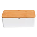 Large Bamboo Cable Management Box Rectangle Power Strip Organizer with Carved Technics for Home Cord Hiding Medical Kit Storage