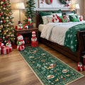Non-Skid Washable Kitchen Bathroom Carpet Runner Soft Holiday Decor for Entryway Faux Cashmere 2x6 ft Green Christmas Runner Rug