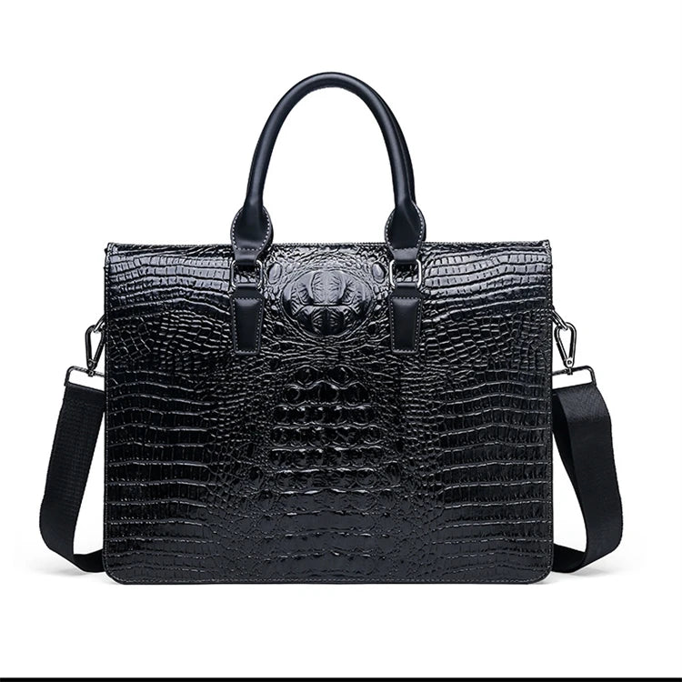 Custom Black Premium 16 Inch Messenger Stylish PU Waterproof Laptop Bag for Work Men
