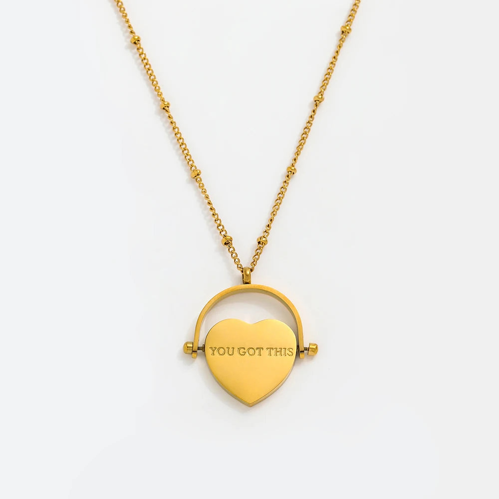 Joolim Jewelry 18K Gold Plated Keep Going Heart Pendant Rolling-over Necklace Stainless Steel Jewelry Wholesale