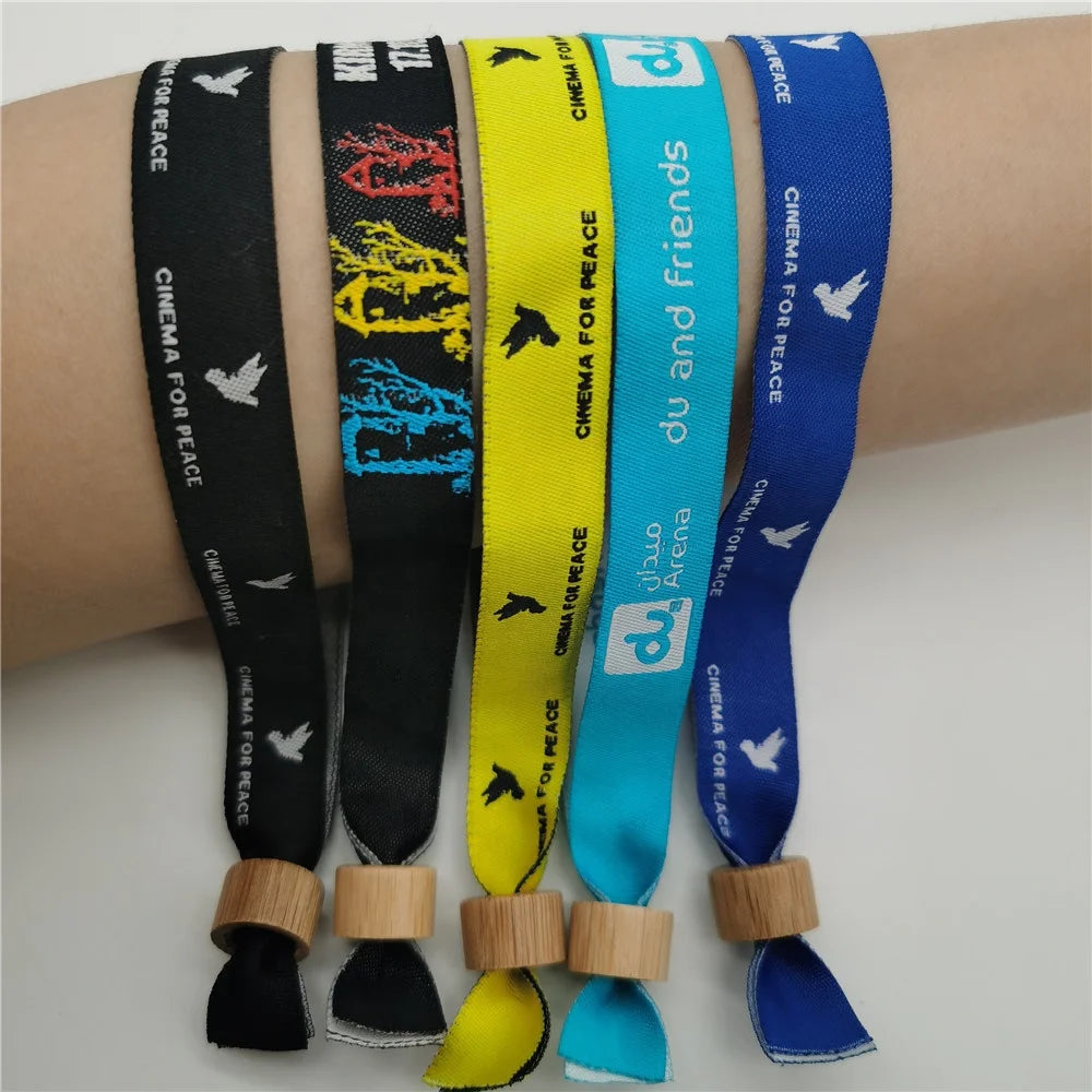 Polyester Custom Made Poly Bracelet Fabric logo Wristbands for Event