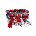 Boho Style Multi-Layer Turquoise Beaded Pendant Bracelet New Design Stainless Steel Crystal Jewelry Fashionable Charm Bracelets