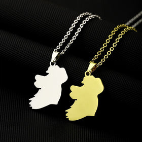 Manufacturer 18K Gold Plated Ireland Map Charm Necklace Stainless Steel Irish Ireland Map Pendant Link Chain Necklace