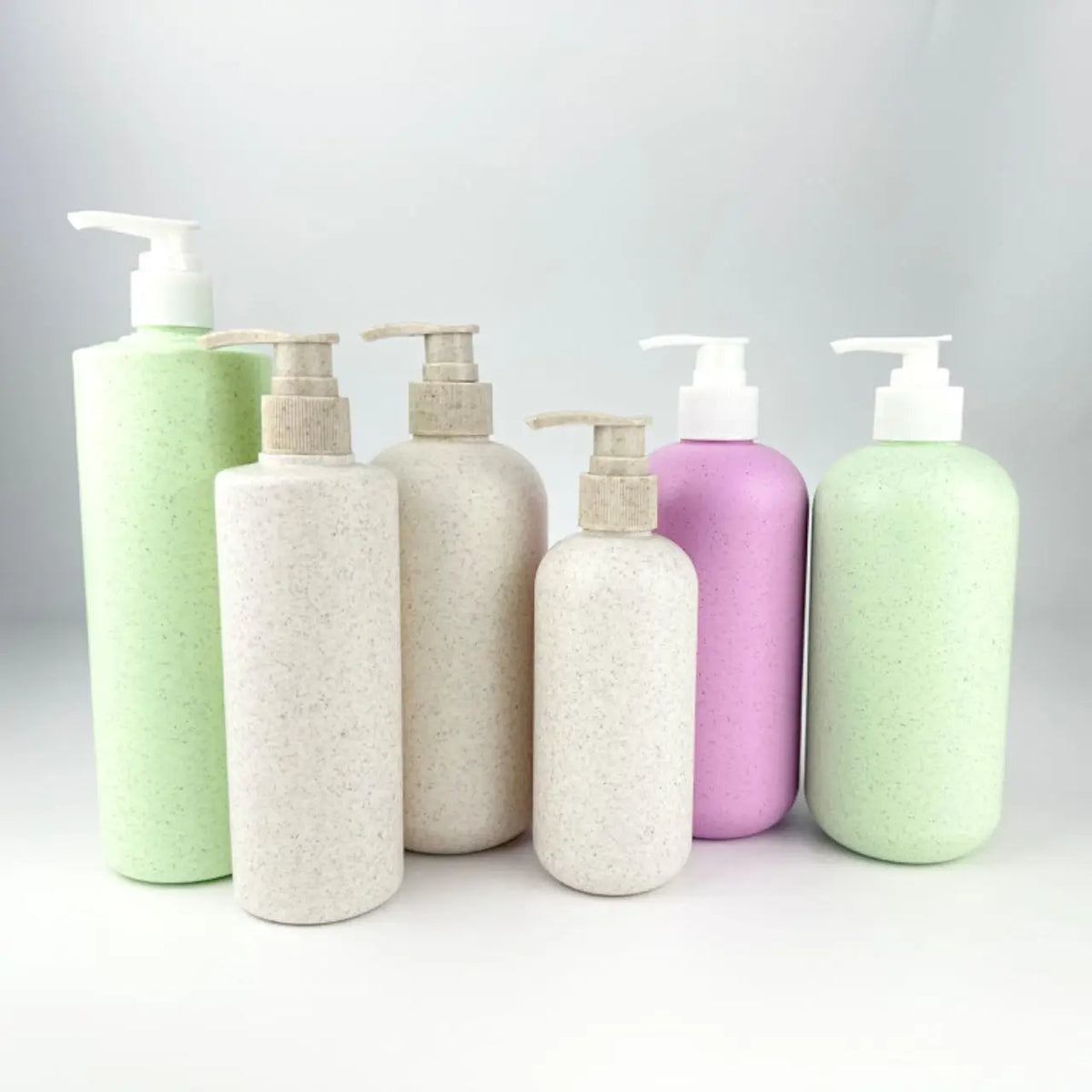 380ml Biodegradable Wheat Straw Screw Cap Screen Printed Refillable Eco-Friendly Body Wash Lotion Shampoo False Eyelashes